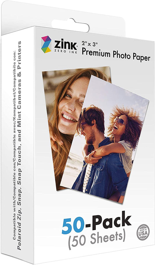 2"X3" Premium Instant Photo Paper (50 Pack) Compatible with Polaroid Snap, Snap Touch, Zip and Mint Cameras and Printers