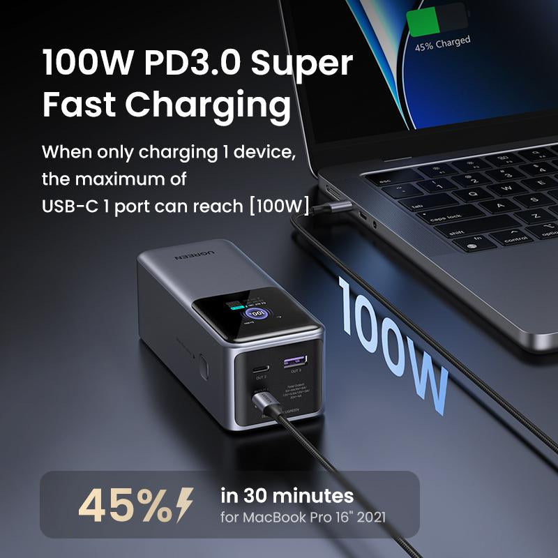 UGREEN Battery 25000Mah 200W, 20000Mah 130W, 12000Mah 100W Fast Charging Powerbank PD Super Fast Charging for Iphone 16/Macbook Air/Pro Lenovo Laptop, with LED Display Screen