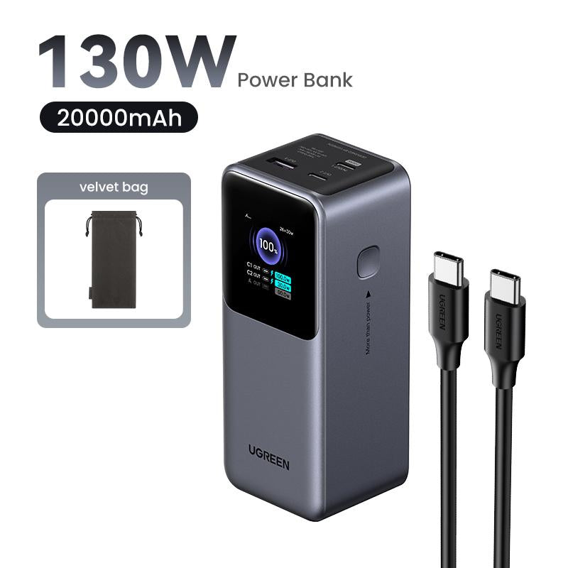 UGREEN Battery 25000Mah 200W, 20000Mah 130W, 12000Mah 100W Fast Charging Powerbank PD Super Fast Charging for Iphone 16/Macbook Air/Pro Lenovo Laptop, with LED Display Screen